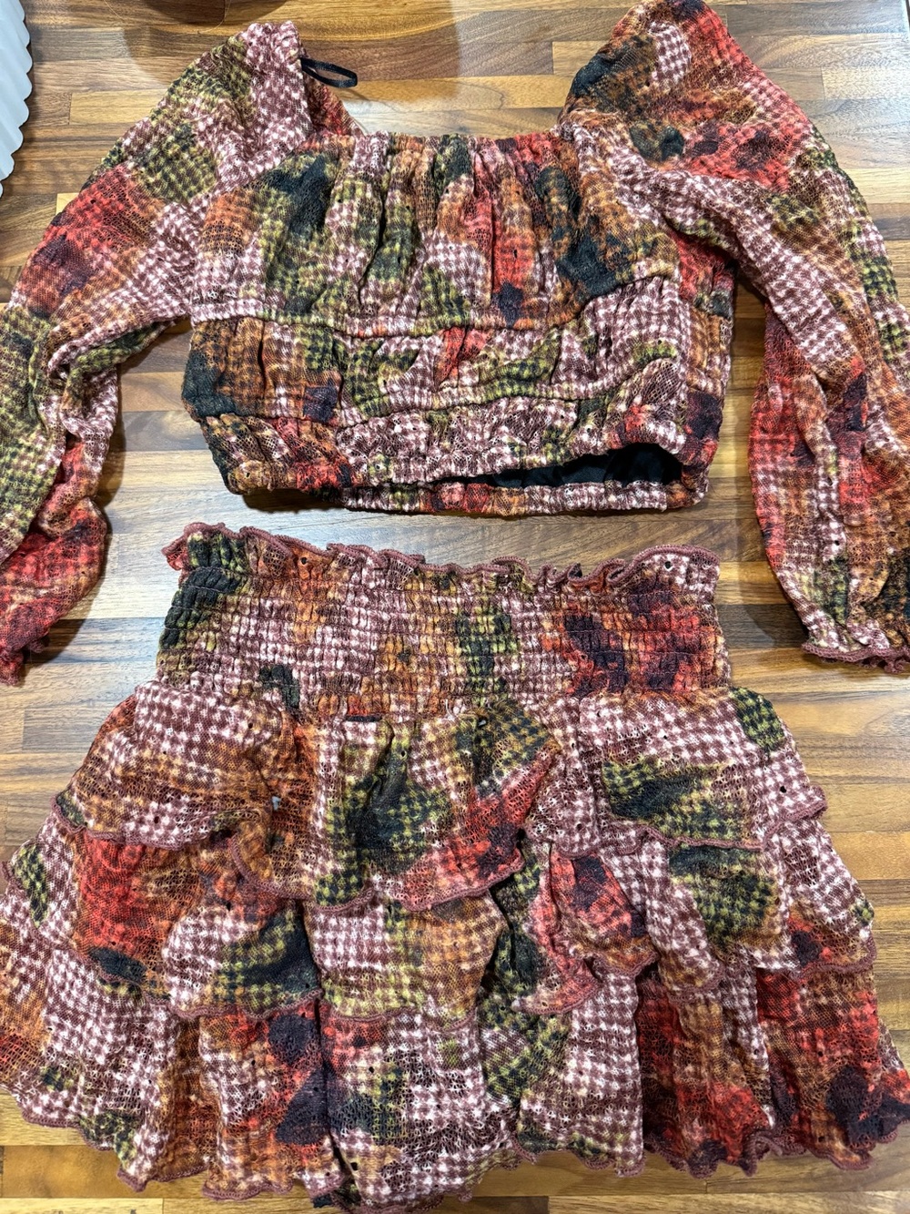 GB Girls Plaid Print Ruffled Set
